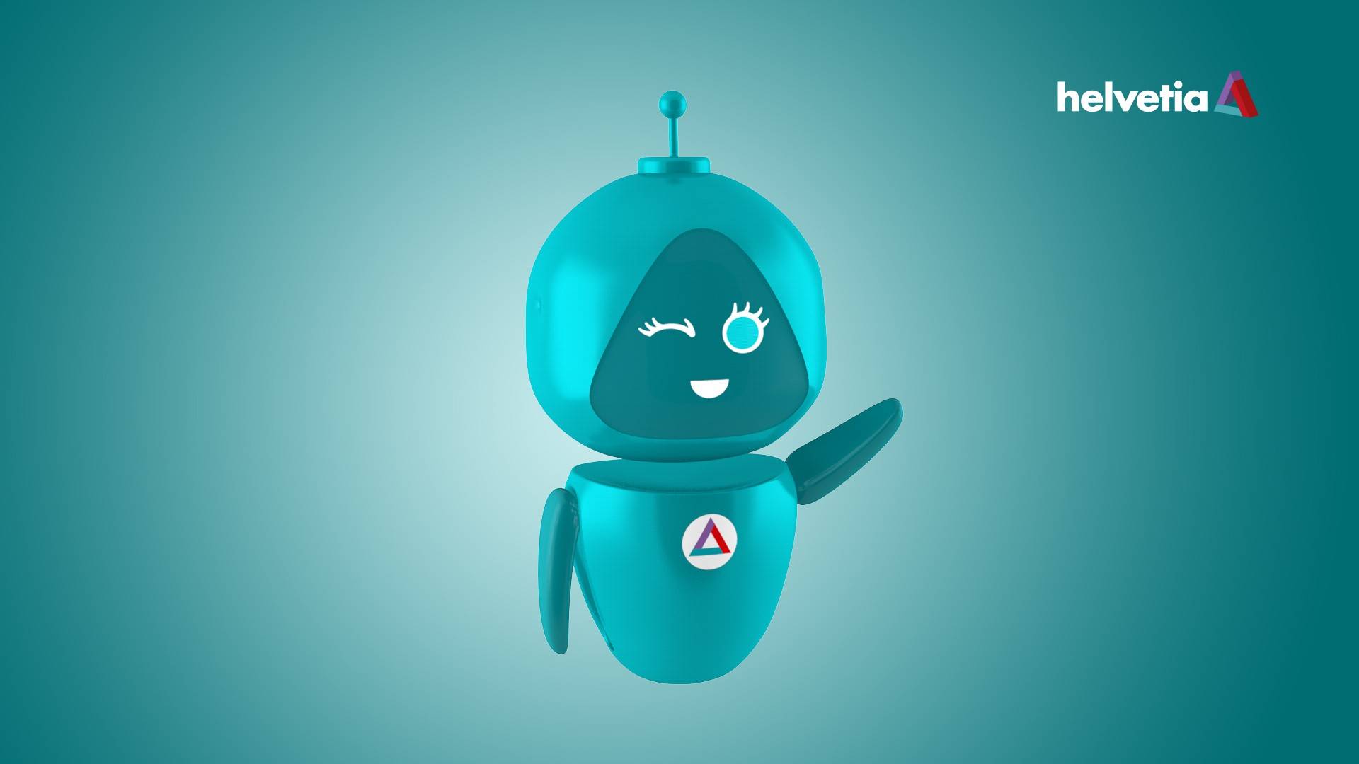 Abbildung der digitalen Versicherungsassistentin Clara, ein türkisfarbener Roboter, mit Sprechblase: "Velo weg? Ich helfe dir weiter!"