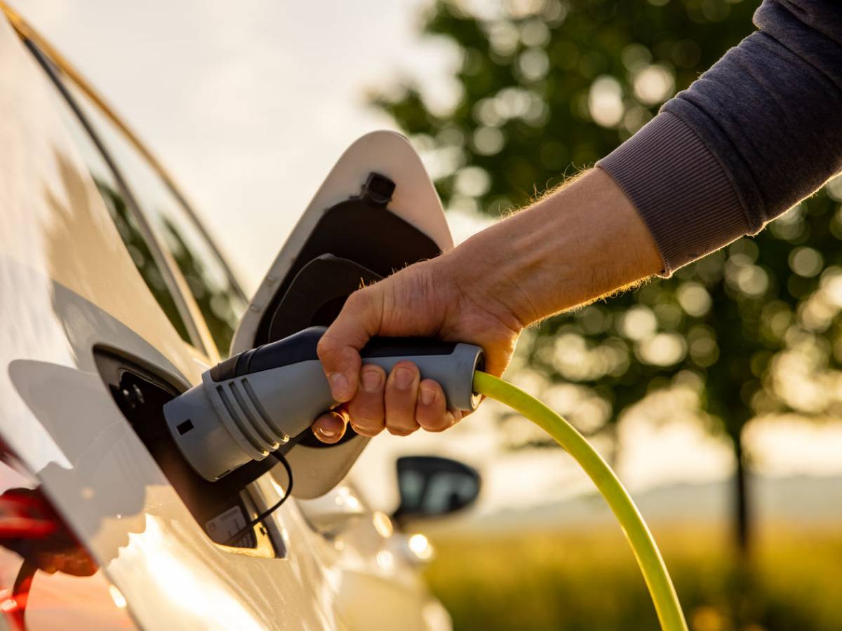 An electric car with a charging cable