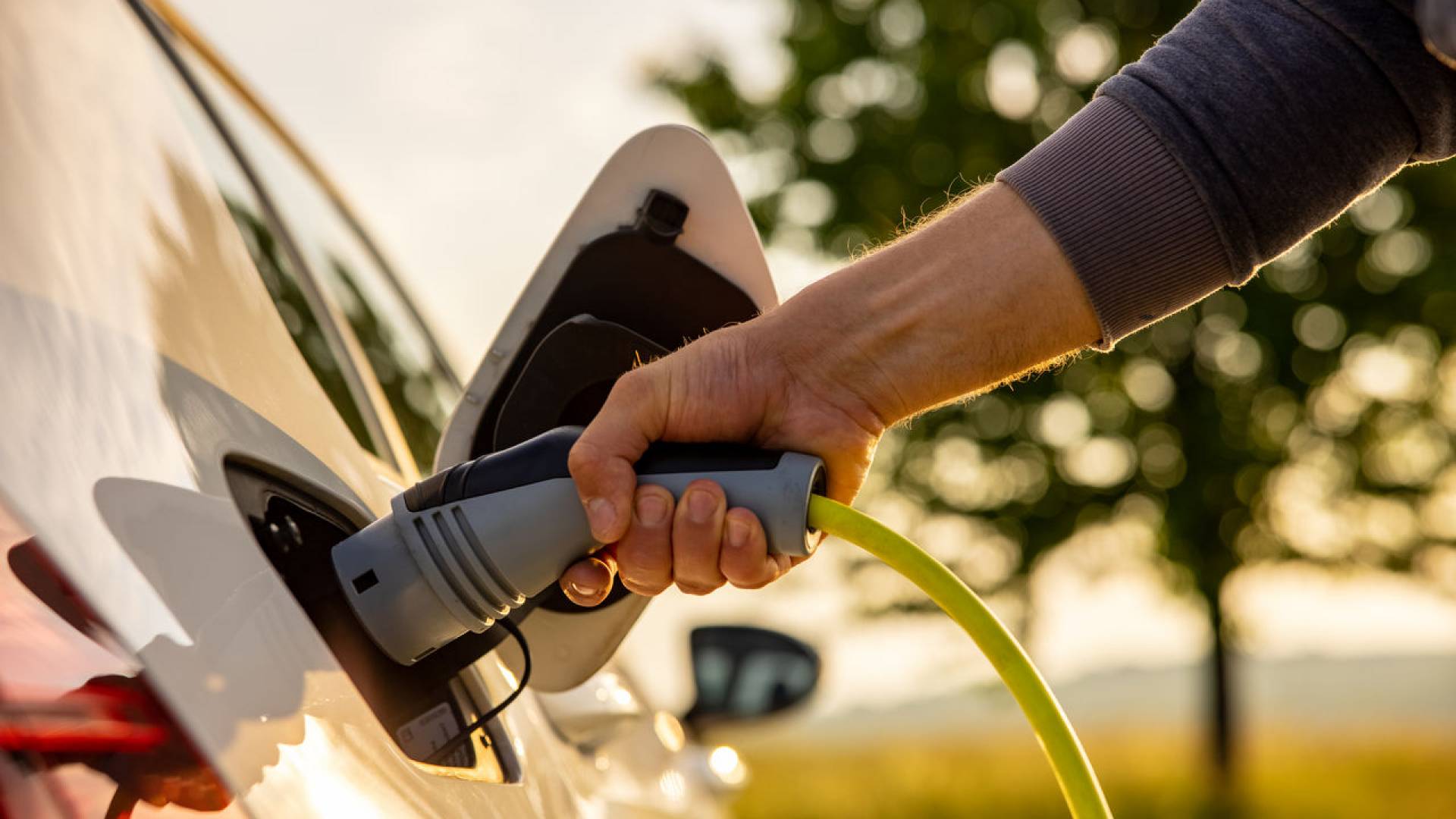 An electric car with a charging cable