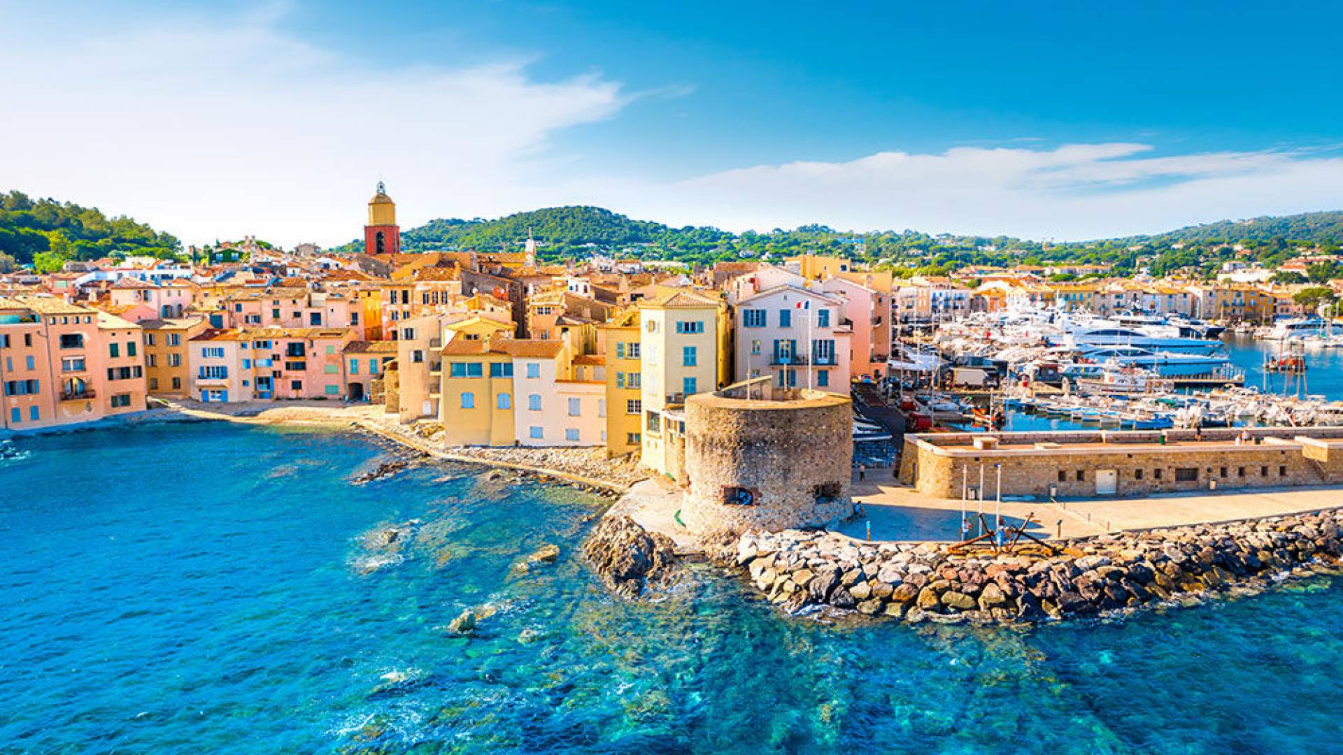 View of the city of Saint-Tropez, Provence, Cote d'Azur, a popular travel destination in Europe