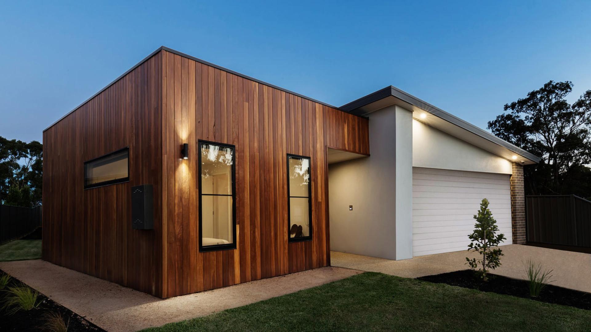 Dusk shot of a contemporary Australian home