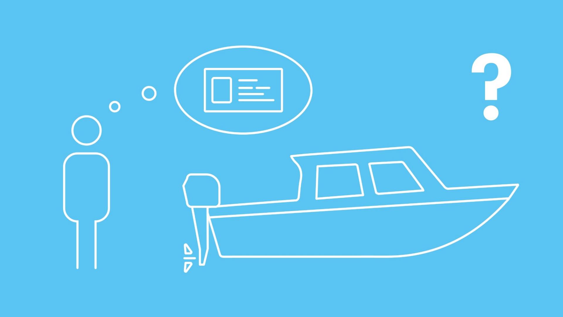 Die Grafik zeigt ein Boot in Icon-Form, das mit einer Plane abgedeckt ist, um es vor Frostschäden zu schützen. 