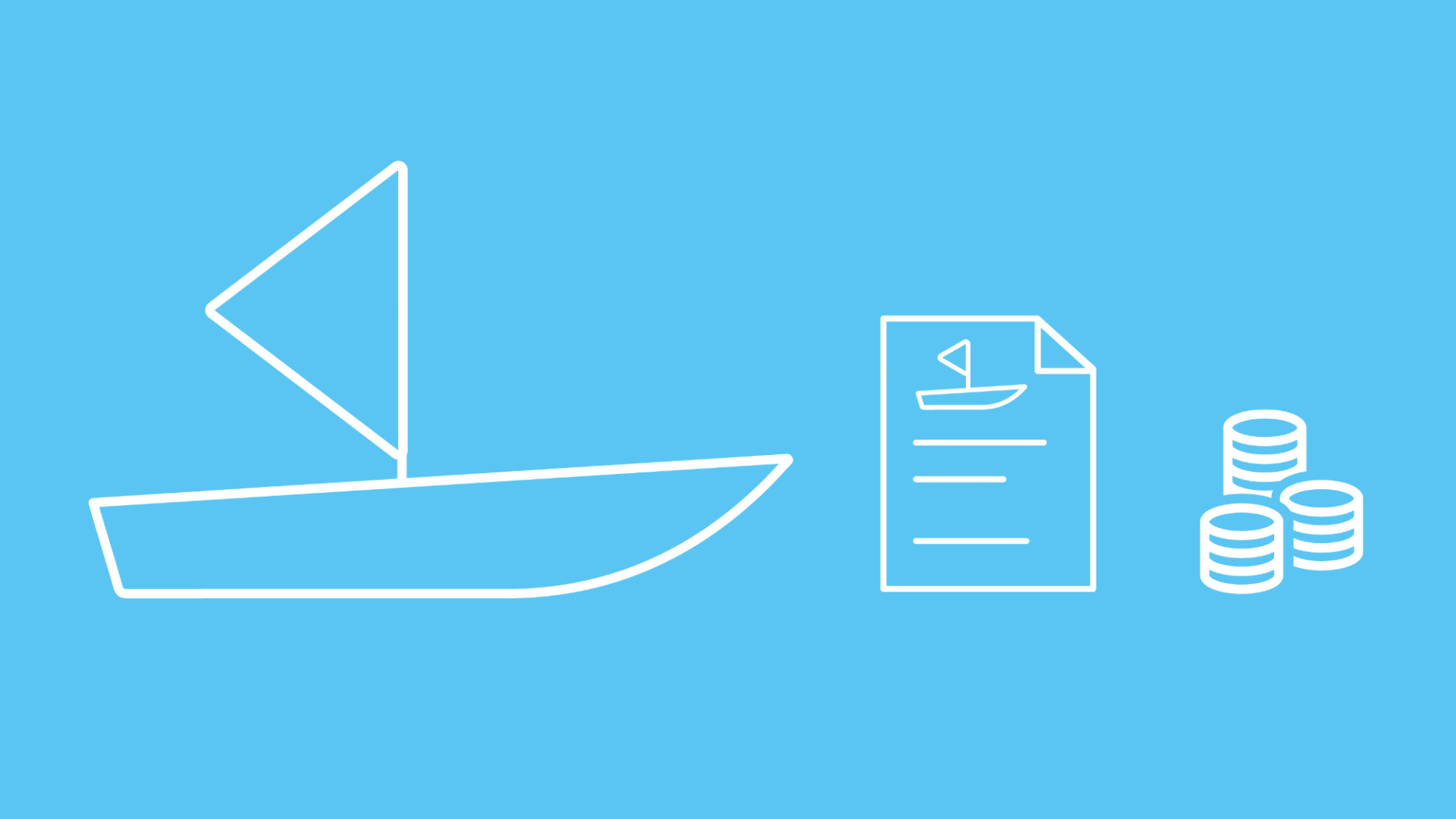 Die Grafik zeigt ein Segelboot im Wasser, darüber schweben Banknoten und ein Führerschein.