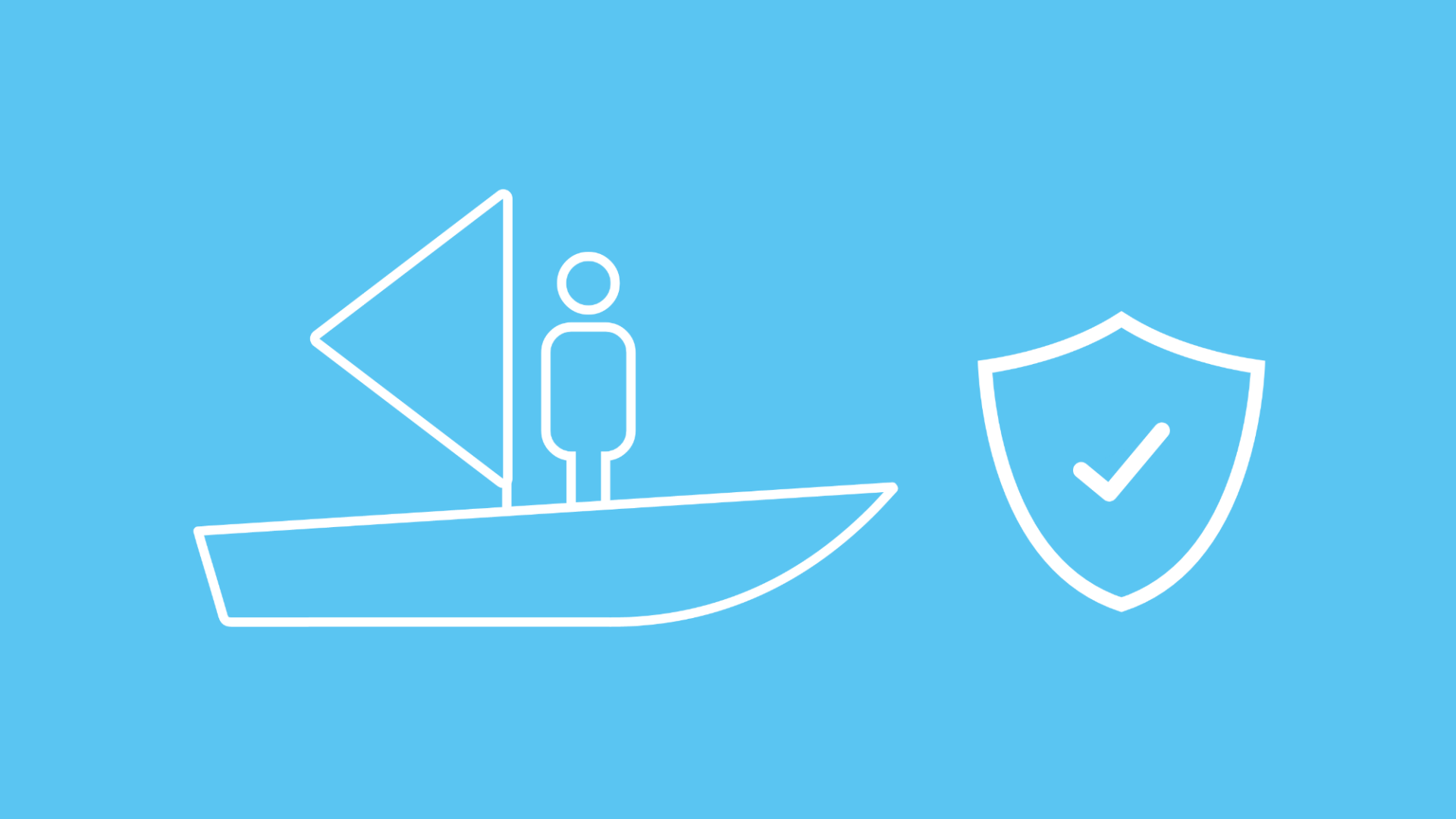 Die Grafik zeigt ein Segelboot mit einem Wappen, das für den Schutz der Segelboot-Versicherung steht.