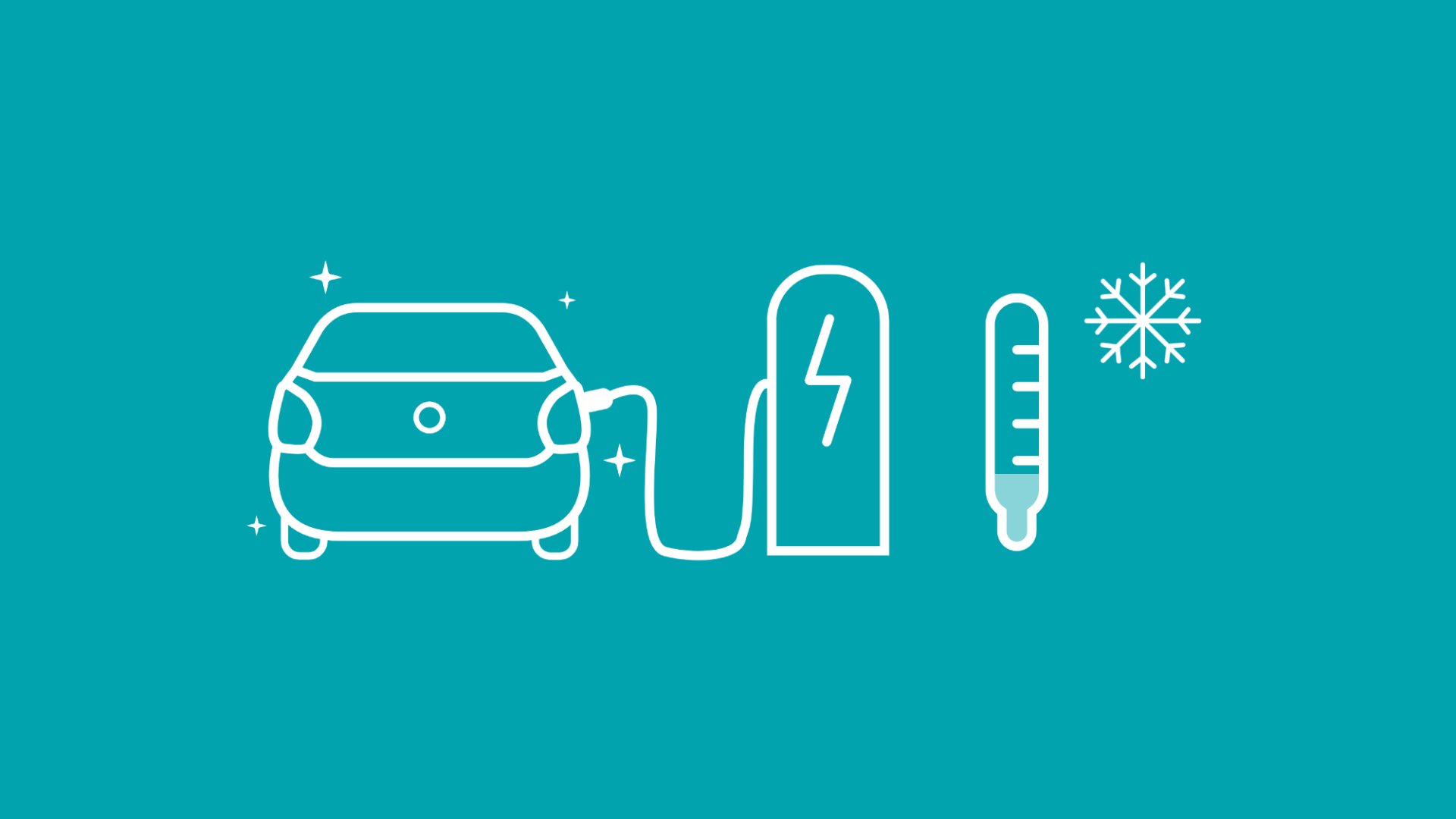 Eine Ladesäule und ein Thermometer repräsentierten das Laden von E-Autos im Winter.