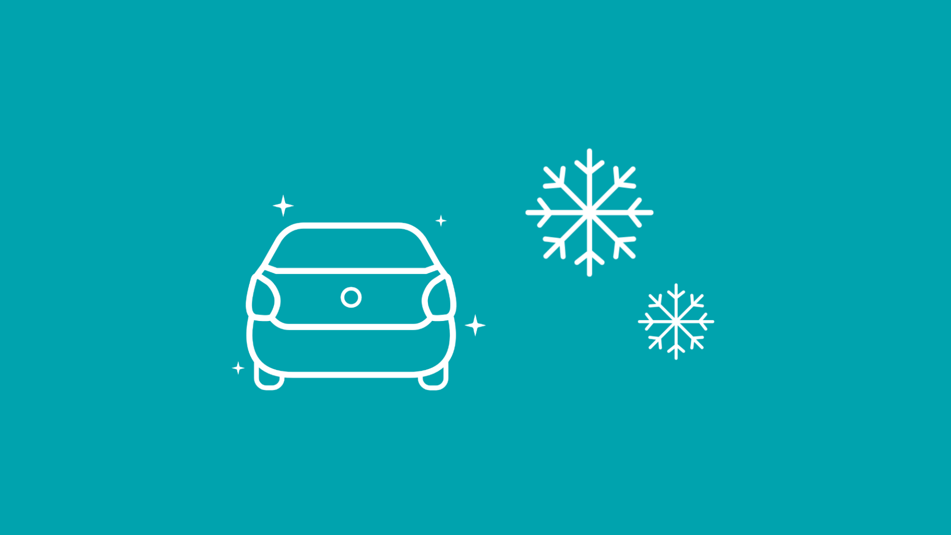 Abgebildet ist ein E-Auto neben Schneeflocken, was den Urlaub mit dem E-Auto im Winter symbolisiert.