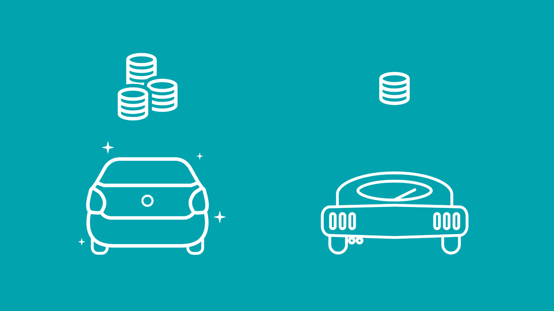 Auf dem Bild werden die Anschaffungskosten eines Elektroautos mit denen eines anderen verglichen. 