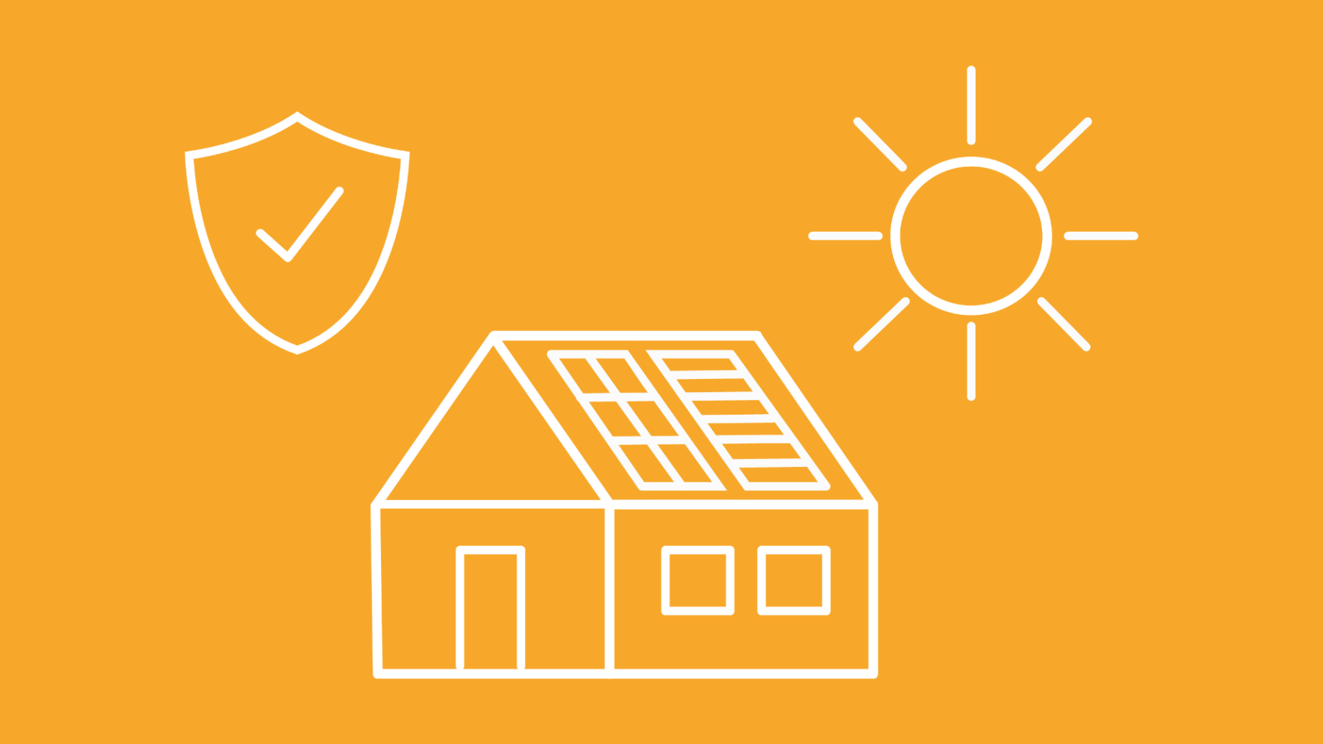 Eine Grafik symbolisiert eine Solarversicherung für Photovoltaik- und Solarthermie-Anlagen.