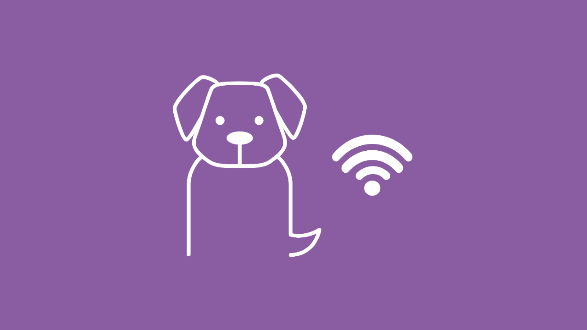 Die Grafik zeigt das WLAN-Symbol neben einem Hund, um zu symbolisieren, dass der Hund gechippt ist.