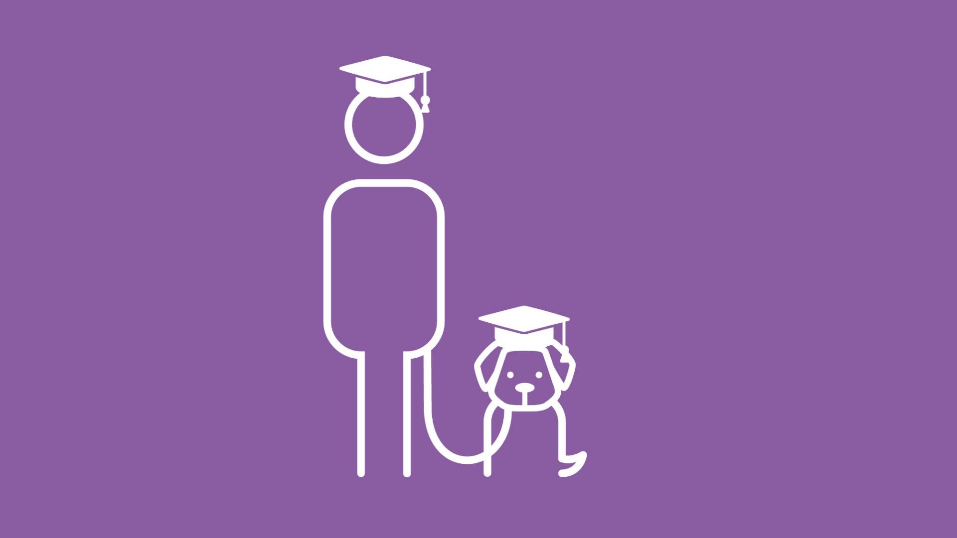 Nach bestandener Sachkundenachweis Prüfung für den Hund tragen Halter und Hund einen Doktorandenhut