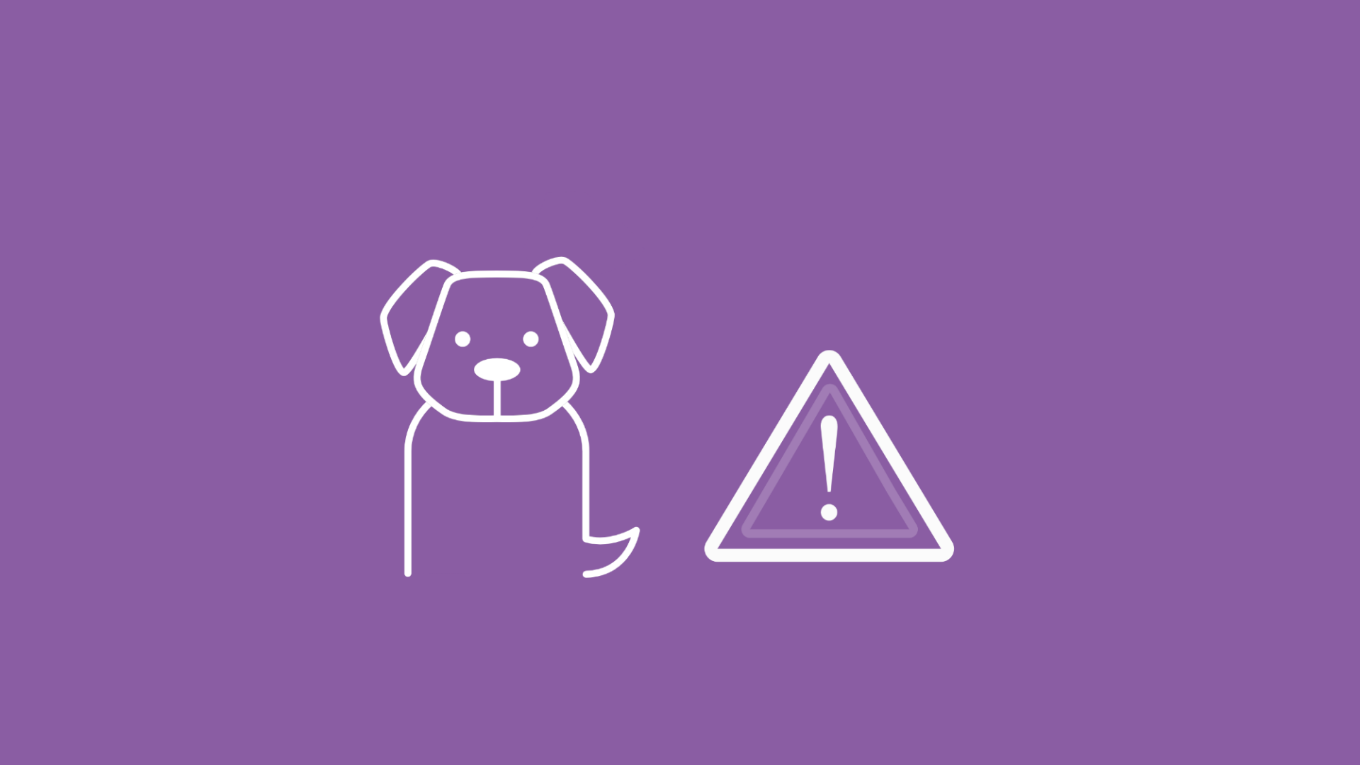 Das Bild stellt anhand eines sitzenden Hundes, Hunde-Icon und einem Giftköder-Icon eine Vergiftung bei einem Hund dar. 