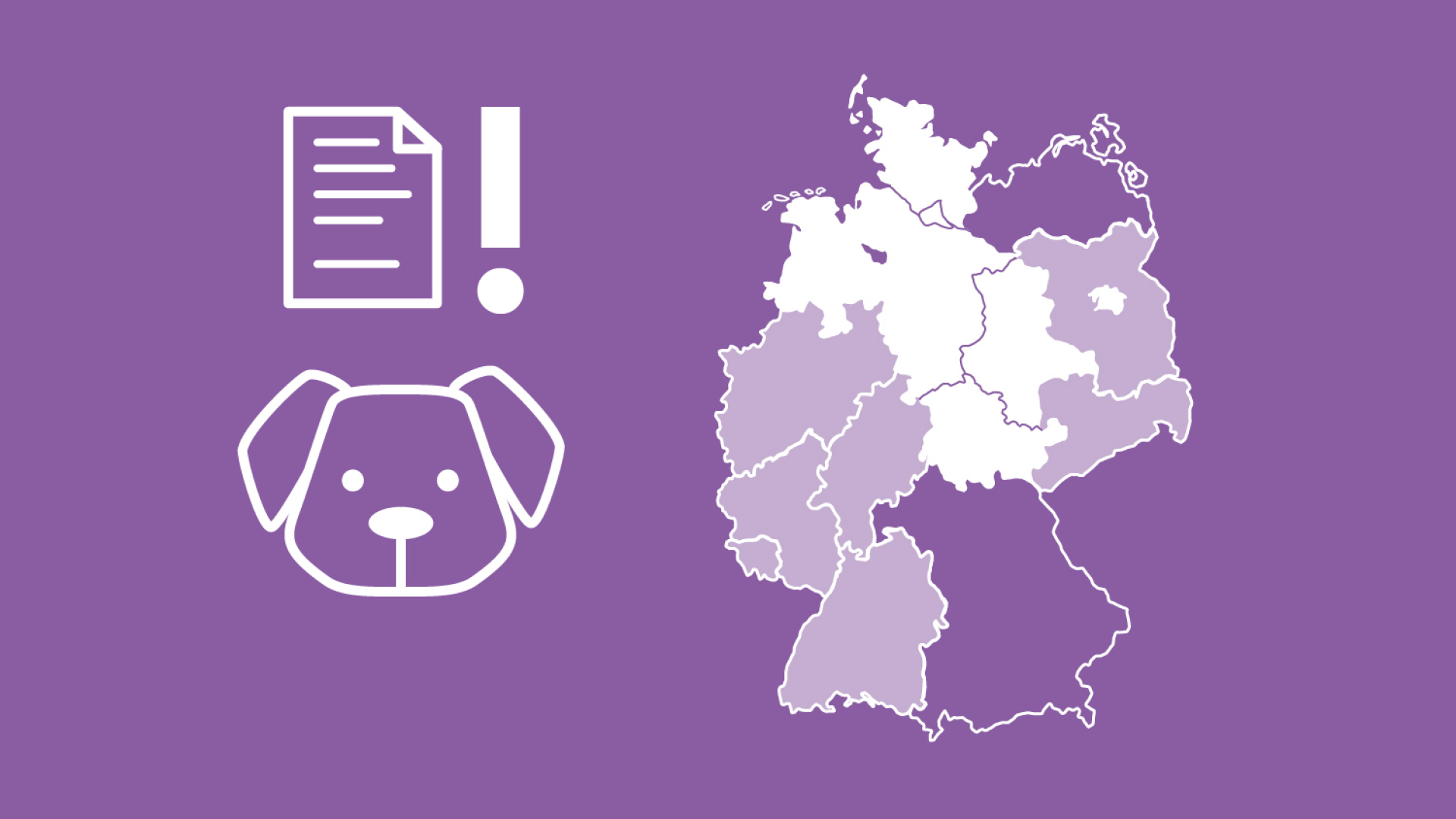 Auf der Graifk ist Deutschland mit den jeweiligen Bundesländern abgebildet. Es wird deutlich, dass die Hundeversicherung bzw. Hundehaftpflichtversicherung in bestimmten Bundesländern in Deutschland verpflichtend ist.