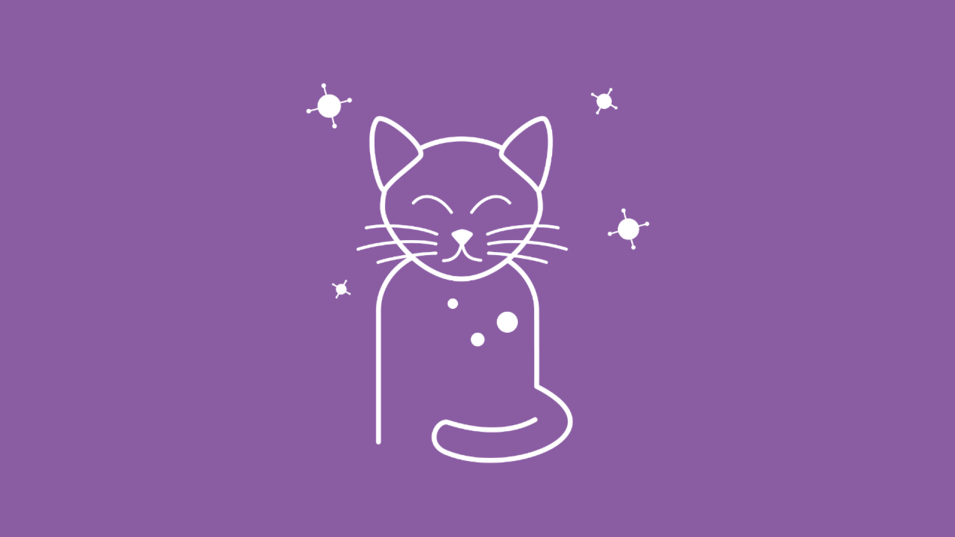 Um ein Katzen-Icon herum sind Bakterien abgebildet, die darstellen, dass die Katze an einer Allergie leidet