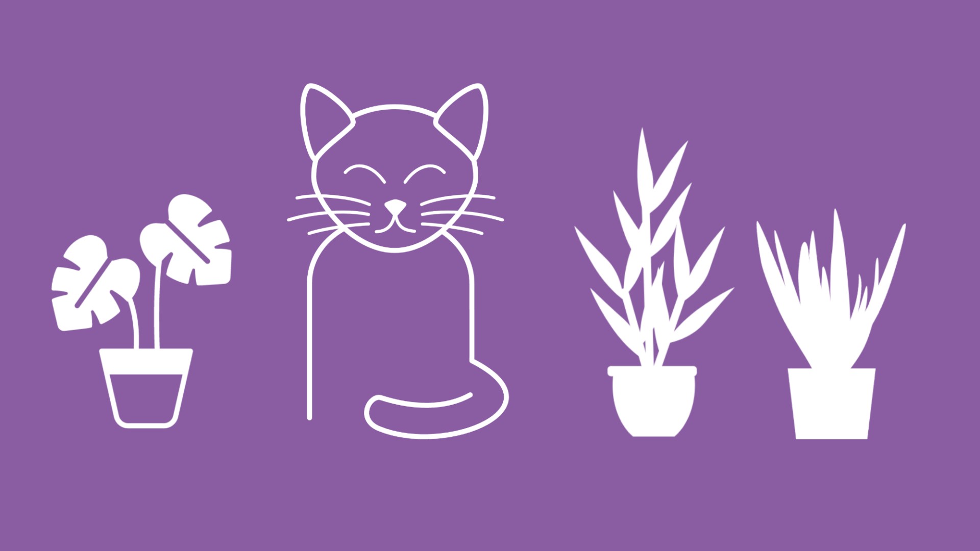 Zu sehen ist eine Katze, die von Pflanzen umgeben ist.