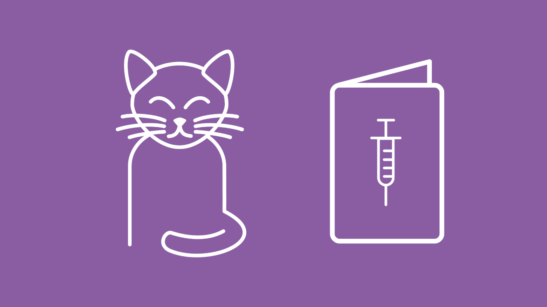 Neben einer sitzenden Katze, die geimpft wird, sind die von Tierärzten empfohlenen Katzenimpfungen aufgelistet