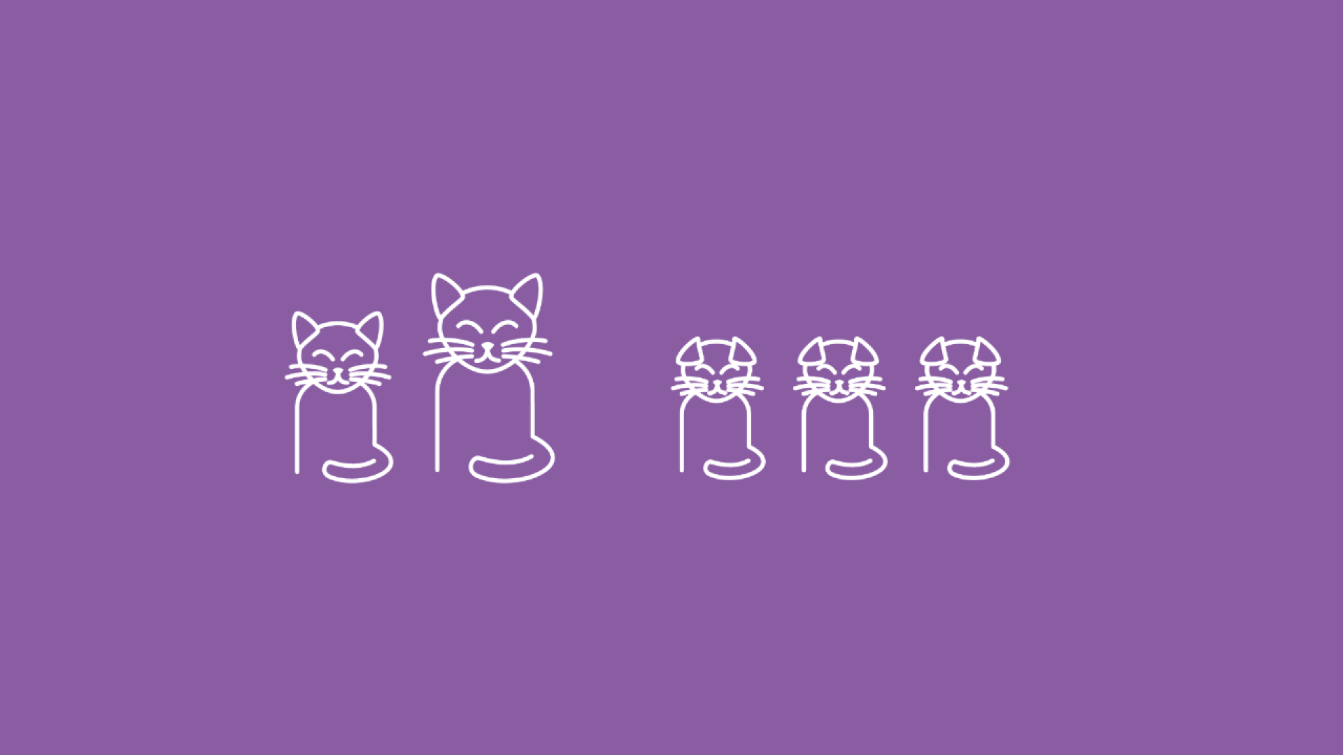 Hier sind eine Katze und ein Kater mit ihren 8 kleinen Kitten zu sehen, um die Relevanz einer Kastration aufzuzeigen