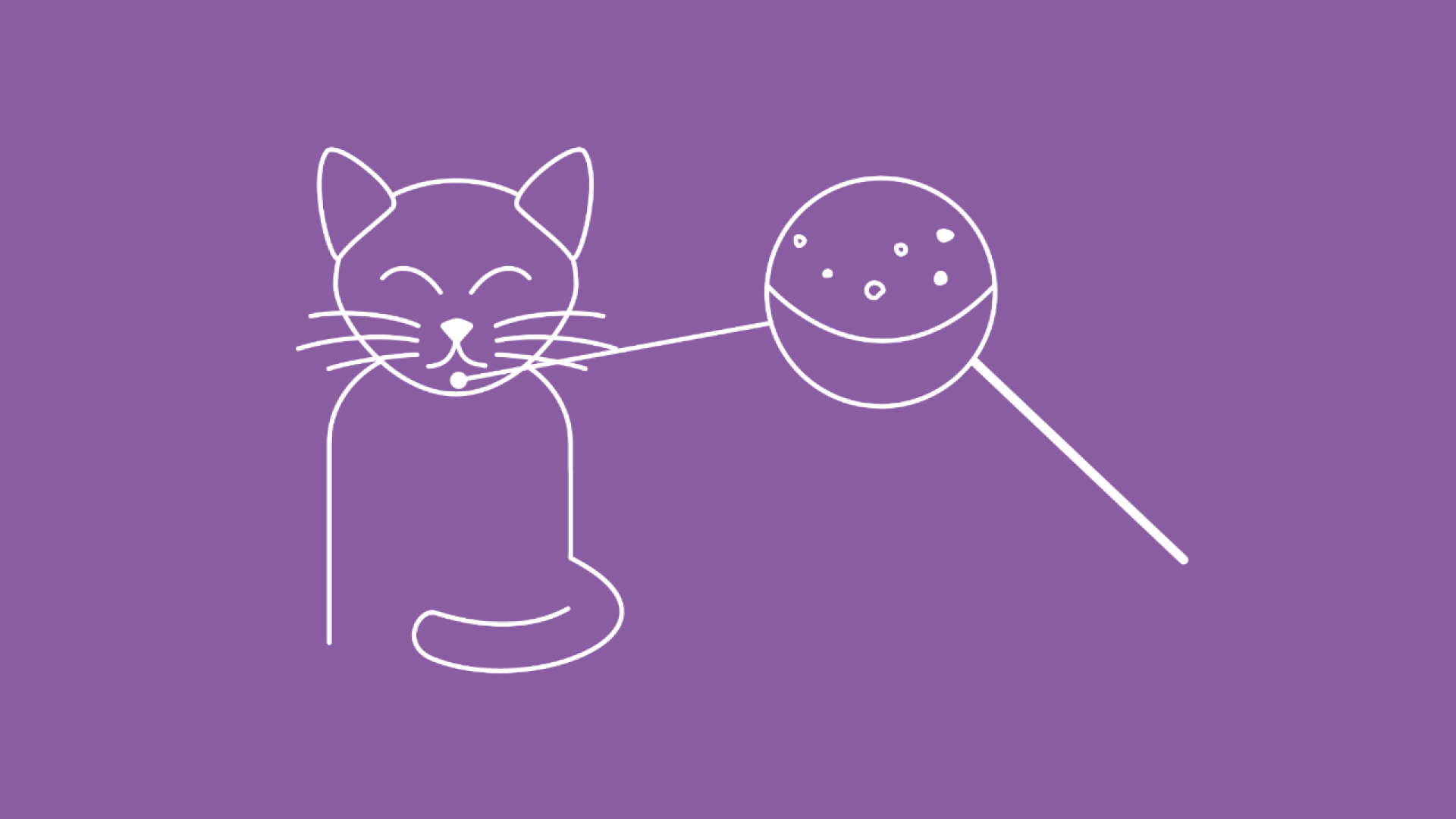 Eine Lupe wird auf das Kinn einer Katze erhalten. Durch das Glas sind Pickel zu sehen.  