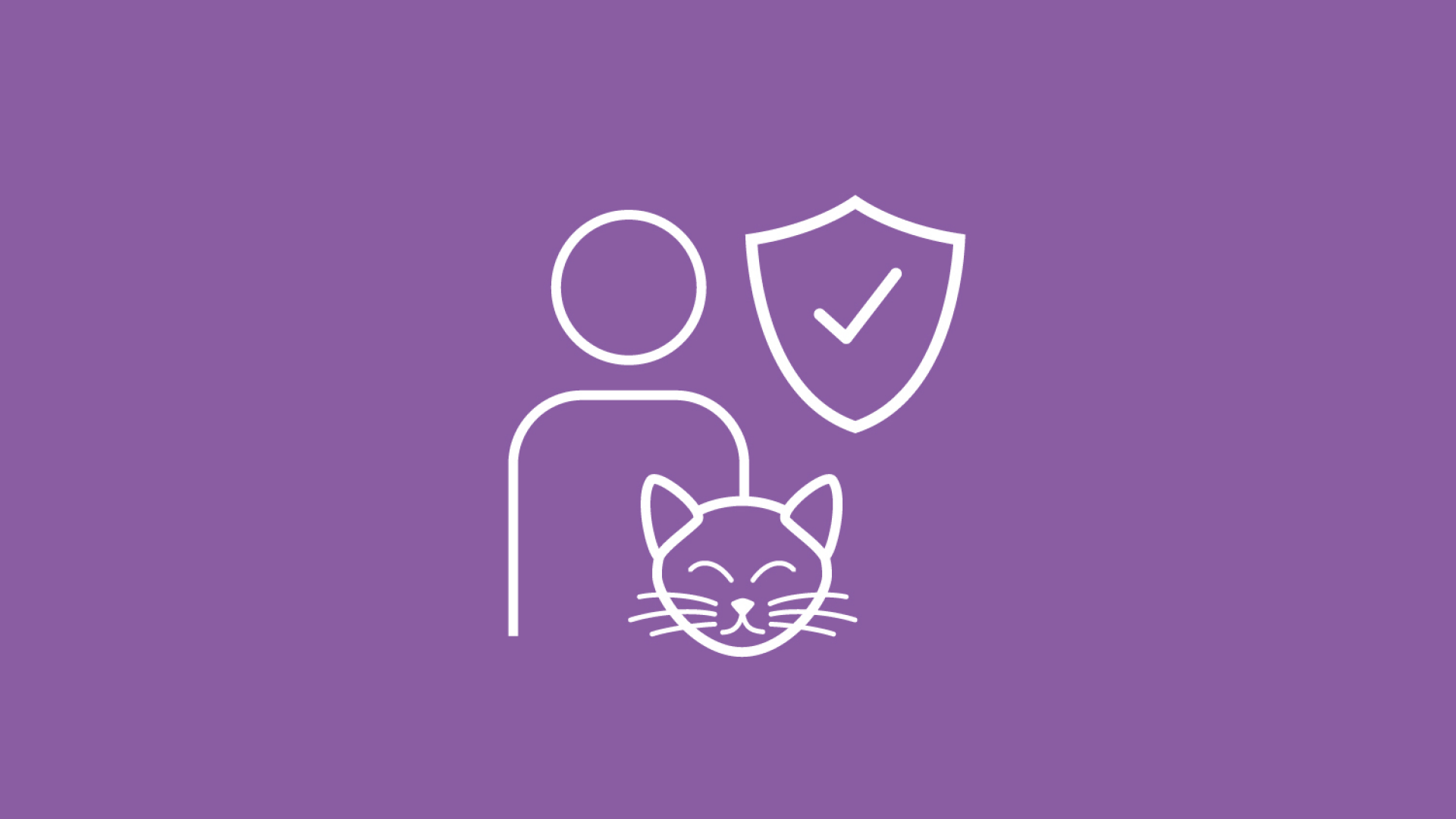 Eine Grafik die durch Icons die Versicherung der Katze durch die haltende Person symbolisiert