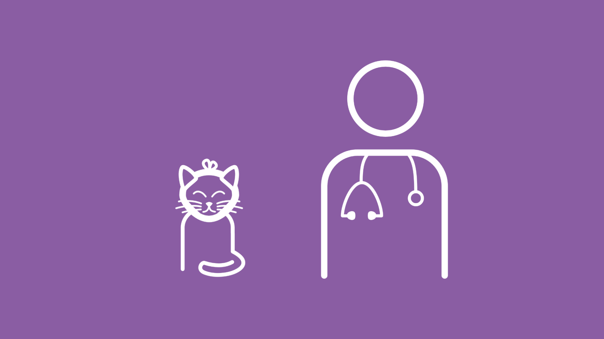 Im Icon-Stil ist eine Katze mit Wickel um den Kopf zu sehen, deren Zahnfleischentzündung beim Tierarzt behandelt wird.