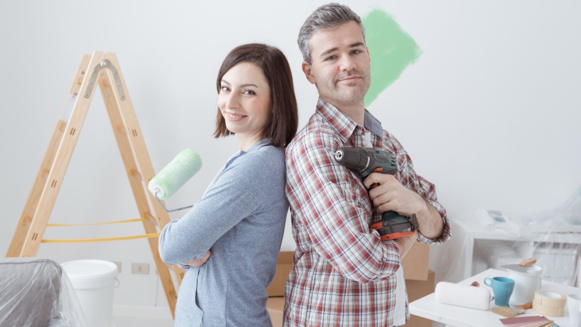 Couple doing home renovations